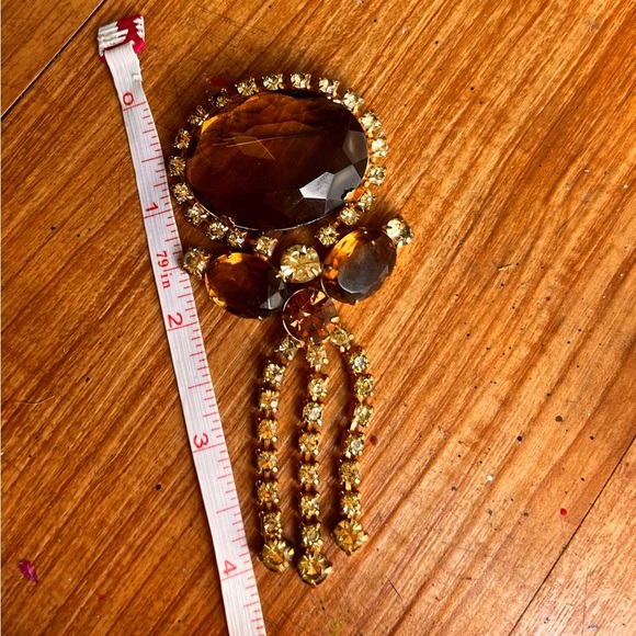 Juliana DeLizza & Elster D&E Topaz Rhinestone dangle Tassel Brooch Pendant - Picture 4 of 6